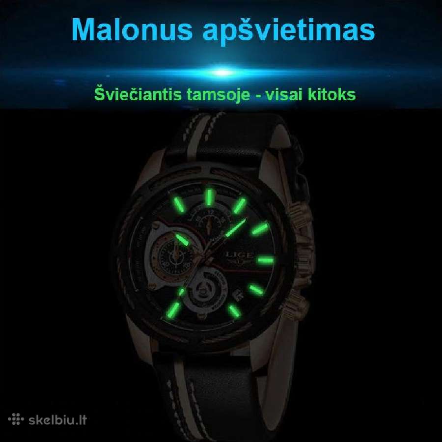 Laikrodis Lige 9881, kvarcinis, atsparus, vyriškas - nuotraukos Nr. 3