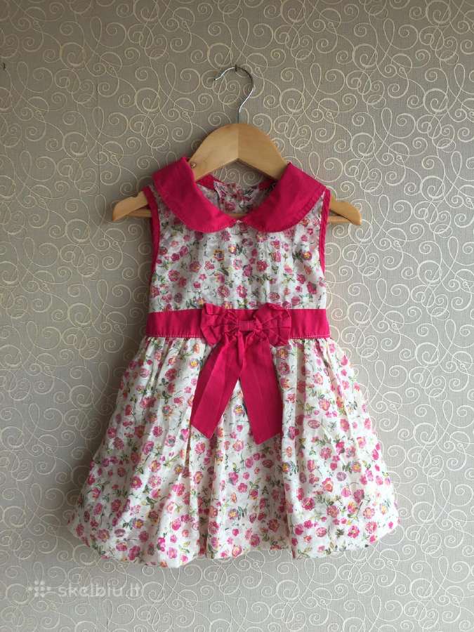 Plona suknytė su gėlytėm ir kaspinėliu 12m 80-86cm