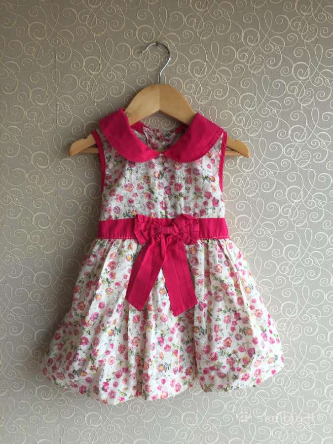 Plona suknytė su gėlytėm ir kaspinėliu 12m 80-86cm - nuotraukos Nr. 2