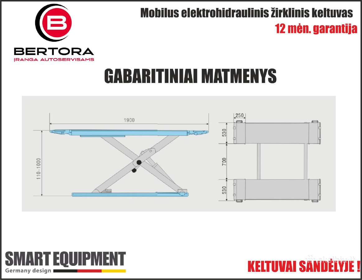 Mobilus žirklinis keltuvas - su Easy Lift sistema - nuotraukos Nr. 11