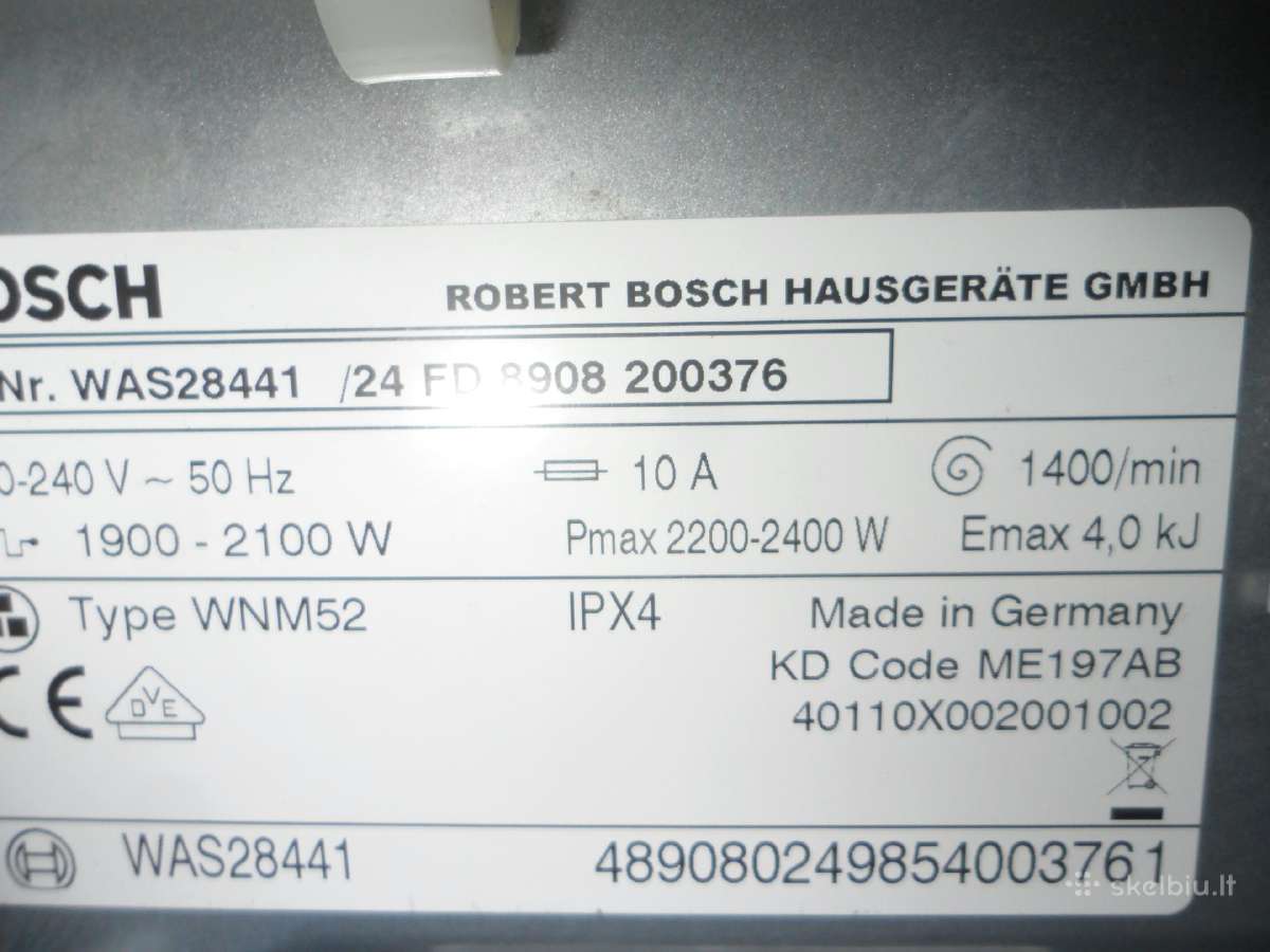 8 Kg Skalbimo Masina Bosch - nuotraukos Nr. 7