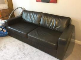 Natūralios minkštos odos sofa-lova