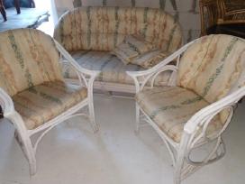 Bambuko dvisede sofa, du foteliai