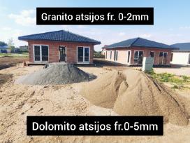 Dolomitas, granitas, žvyras, smėlis, asfaltas