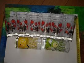 Stiklinės su rožėmis 6vnt +2vnt