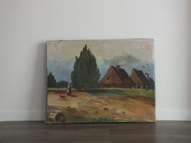 Prieškarinė tapyba. Kaimo vaizdas. 100 Eur