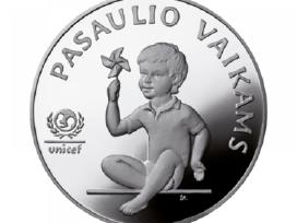5 litai sidabrinė moneta Pasaulio vaikai , Proof