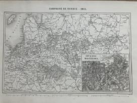 Antikvarinis Napoleono žygio į Rusiją žemėlapis