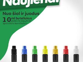 Juodi 10ml buteliukai spalvotais kamšteliais