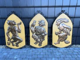 Dideli 3 unikalūs bareljefai ragana,velnias,žmogus