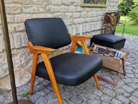 Vintažinis mid century odinis fotelis