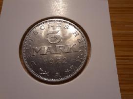 3 Reich Markes 1922 A - Vokietija