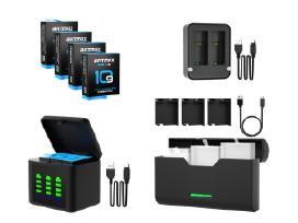 Gopro Hero 13, 12, 11, 10, 9 baterijos, pakrovejai