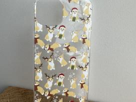 Skaidrus iPhone 14 telefono dėkliukas (šuniukai)