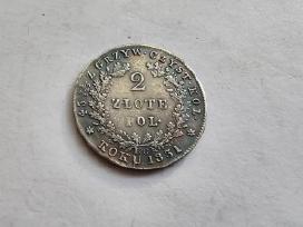 1831 2 zlotai Lietuva Lenkija