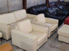 Odiniai baldai Sofa Lova ir du foteliai
