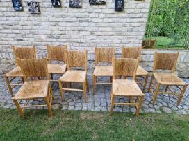 Vintažinės mid century tiko ir pintų meldų kėdės