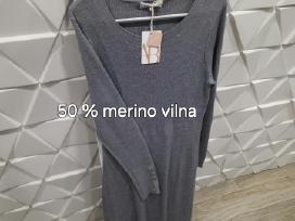 Pilka megzta merino vilnos suknelė