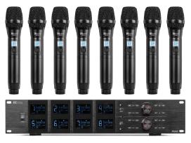 Pd528 Uhf 8 belaidžių mikrofonų sistema