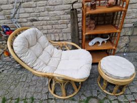 Vintažinis mid century ratango fotelis su pakoju