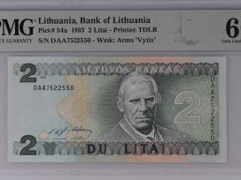 1993 2 litai pirma serija Daa, Unc, Pmg66