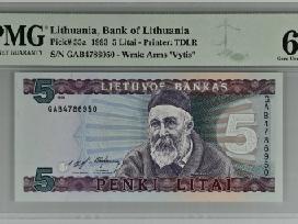 1993 5 litai serija Gab, Unc, Pmg66
