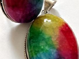 Sidabrinis rinkinys - žiedas ir pakabukas Rainbow