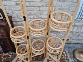 Vintažinė mid century ratango gėlių etažerė