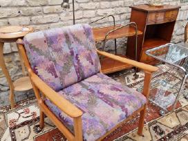 Vintažinis mid century vyšnios masyvo fotelis