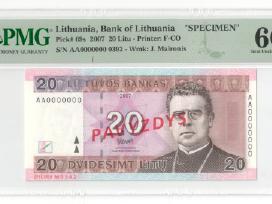 Lietuva 20 litų 2007 Pavyzdys Pmg66