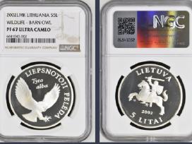 Lb 5 2002 m priginė 5 Lt moneta Liepsnotoji Pelėda