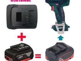 Akumuliatoriaus Bosch 18v į Metabo 18v adapteris