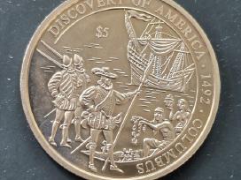 Liberija 2000 5 dollars Discovery of America Laiva