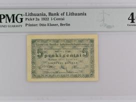 Lietuva 5 Centai (1922-09-10) Pick #2a Pmg 40 Kain