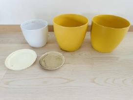 Vokiški „scheurich“ keraminiai vazonai, lėkštutės