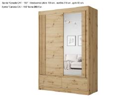 Spintos stumdomų durų, su stalčiais 150 cm plotis