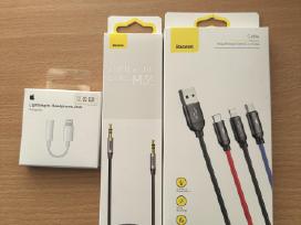 Baseus laidai ir apple adapteris
