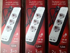 Prailgintuvas 1,5m 3 lizdai+2 usb lizdai