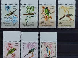 Kambodža 1984 paukščiai,švarūs, Michel 550-556
