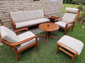 Vintažinė mid century tikmedžio sofa ir foteliai
