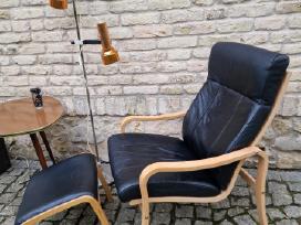 Vintažinis mid century autorinis odinis fotelis