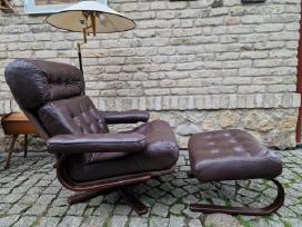 Vintažinis mid century odinis poilsio fotelis