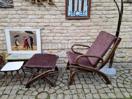 Vintažinis mid century ratango fotelis su pakoju