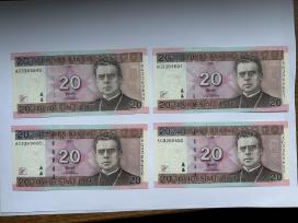 Keturi 20 Litų banknotai 2007 m. Unc