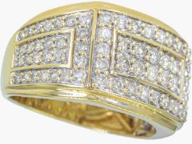 Vyriškas auksinis žiedas 1.90 ct briliantai
