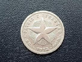 20 centavų 1915m. Kuba sidabras 900