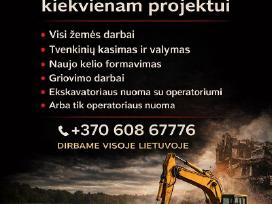 Tvenkinių kasimas,griovimo darbai,kiti žemėsdarbai
