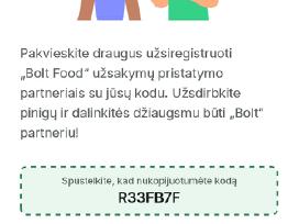 Bolt food kodas premijai gauti iki birzelio 19d!