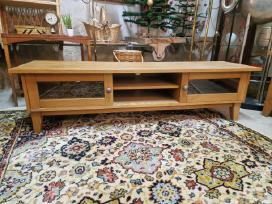Vintažinė mid century ąžuolinė žema konsolė