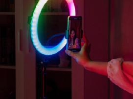 Spalvota Rgb LED žiedinė lempa su stovu 170 cm